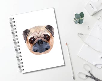Geometric Pug Journal // Minimalist // Typography // Fashion // Scandinavian // Diary // Planner // Modern Office // Personalized