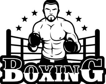 Boxing Logo #8 Boxer Gloves Ring Fight Fighting MMA Ribbon .SVG .EPS Instant Digital Clipart Vector Cricut Cut Cutting Download Printable