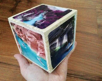 Photo Cube / Photo Block - Birthday Gift / Photo Gift Idea / wooden photo block / photo keepsake / wooden block / handmade gift / photo gift
