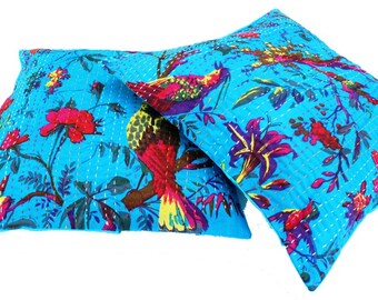 Set of 2 Pieces Kantha Pillow Spring decor with Floral Print 16 x 16 inches kantha cushion covers