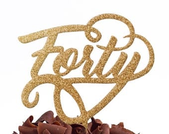 Forty Cake Topper Birthday Party - 40 Cake Topper - 40th Cake Topper - Fortieth Cake Topper - Same Day Worldwide Despatch
