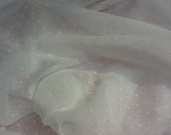 cotton Voile old with a sort of little woven "plumetis", vintage fabric