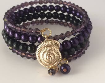 Ursula Bracelet, Disney's Ursula Bracelet, Little Mermaid Bracelet, Sea Witch Bracelet, Shell Bracelet, Beaded Wrap Bracelet, Memory Wire