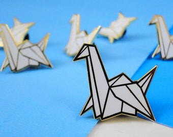 origami paper crane hard enamel pin