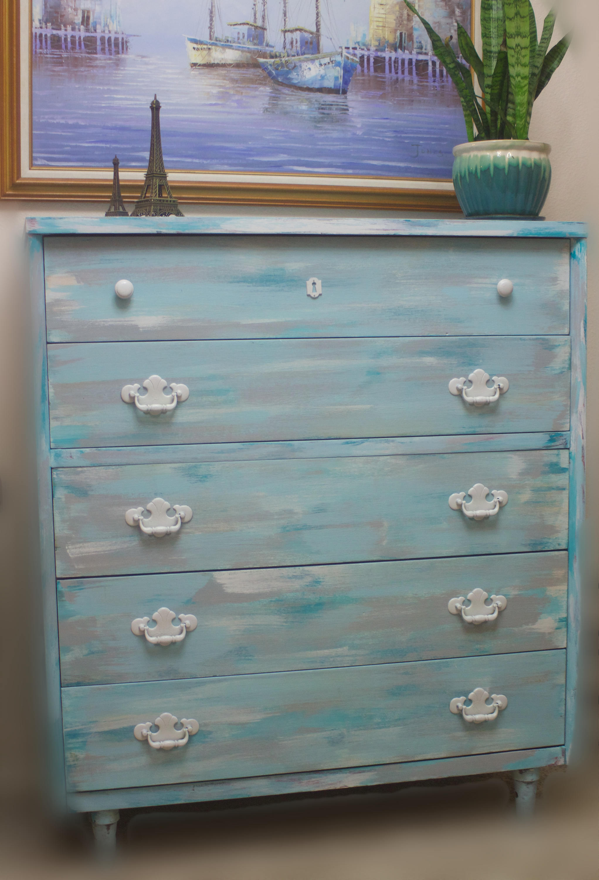 Multicolor 5 Drawers Dresser Beachy Style