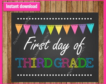 Third Grade 2017 Sign, First day of school sign printable, School Printable Sign, First day of 3rd Grade, Third Grade