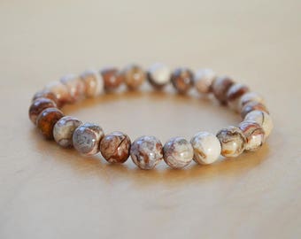 Crazy Lace Agate Bracelet, Wanderlust, Mala Bracelet, Yoga Bracelet, Jewelry for her, Mens Bracelet, Meditation Bracelet, Bracelet Homme