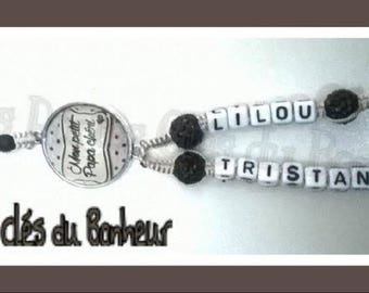 key slogans 2 light brown thread lines black beads