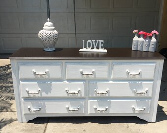 SOLD: Gorgeous shabby chic 7 drawer dresser