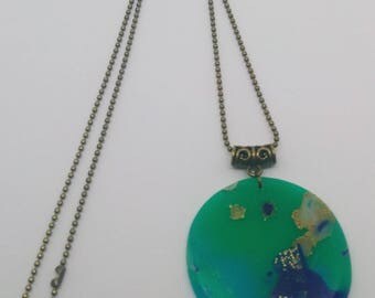 Round Mokume Gane style necklace