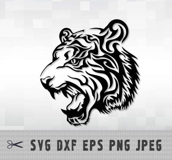 Tiger Head SVG PNG DXF Logo Layered Vector Cut File Silhouette