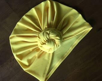 Yellow Turban Hat - Baby Turban - Toddler Turban - Baby Headwrap - Summer Turban - Top Knot Turban - Twisted Knot Turban - Adult Turban