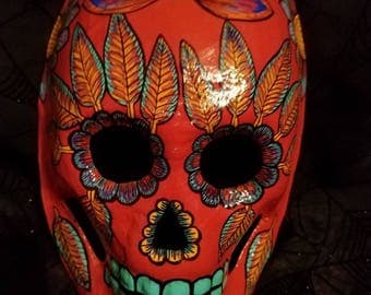 Red Dia de los Muertos mask