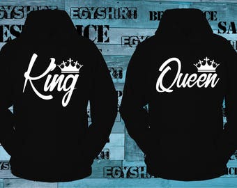 King and Queen hoodies black, couples, best price fast shipping