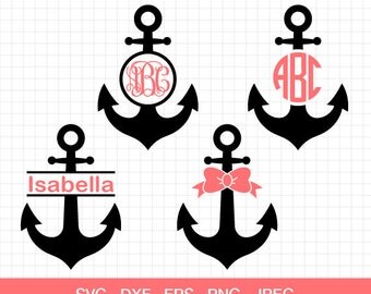 Download Monogram anchor bow | Etsy