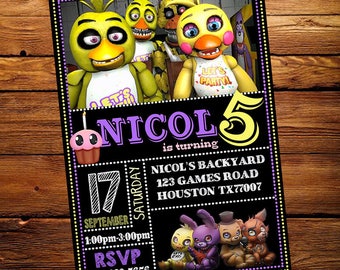 Five Nights at Freddy's Invitation, FNAF Invitation, FNAF Invite, FNAF Party, Spooky Invitation, Kids Horror, Friday Nights at Freddy's