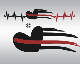 Heart heartbeat firefighter SVG Clipart Cut Files Silhouette Cameo Svg for Cricut and Vinyl File cutting Digital cuts file DXF Png Pdf Eps