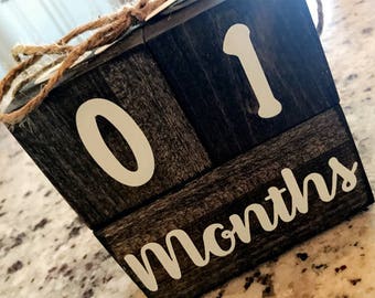 Baby Monthly Blocks, Milestone Blocks, Photo Prop, Baby Age Blocks
