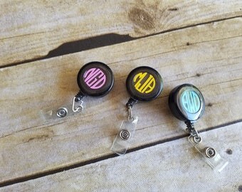 Monogrammed Badge Reel, Retractable Badge Reel, Personalized Badge Holder, Custom Badge holder
