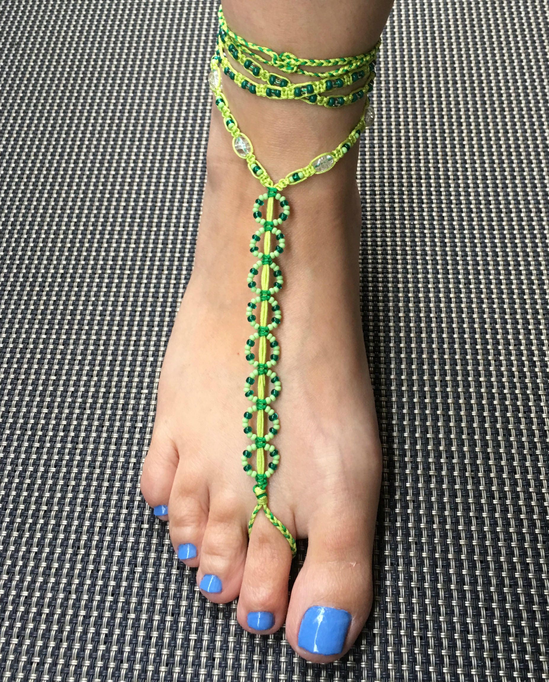 Neon Green Barefoot Sandals Multi-wrap Barefoot Sandals