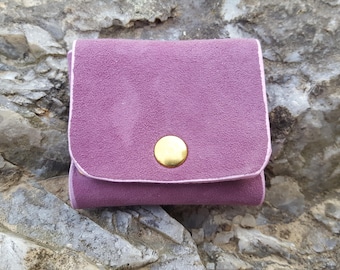Purple suede leather wallet