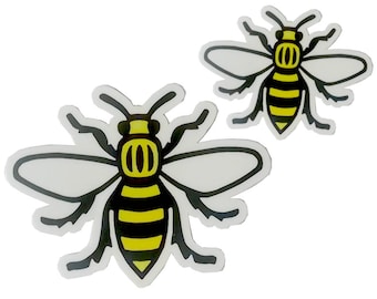 Vinyl Manchester Bee Sticker - Choose from Small or Large - Manc and Proud Worker Bee Northern Quarter Hacienda Mancunian Car Bumper Decal
