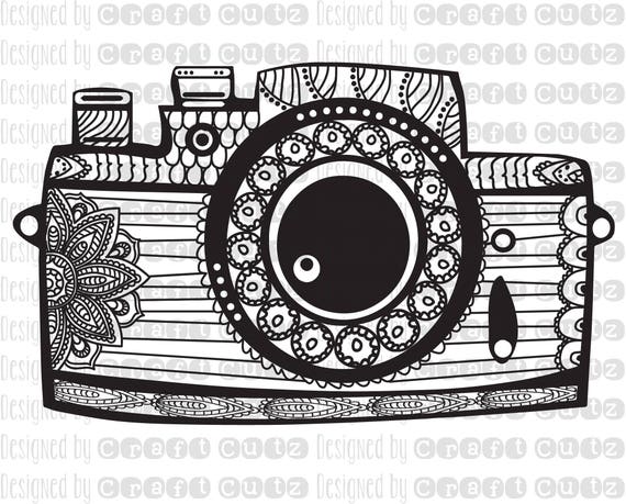 Download Hand Drawn Camera Mandala svg Digital Download Vintage
