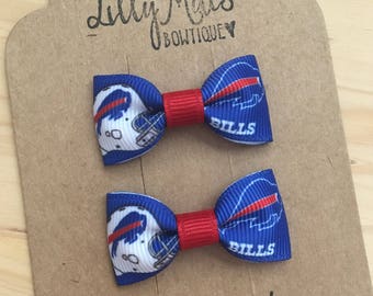 Buffalo Bills inspired mini bow, NFL Bow, Mini Tuxedo Hair Bows, baby & toddler hair clip, mini bow