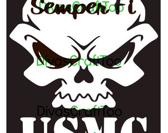 USMC Semper Fi Skull SVG