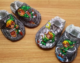 Baby Legend of Zelda shoes,Zelda Baby,The Legend of Zelda Baby shoes,Zelda inspired fabric shoes,boy,girl,Baby shower gift,Gaming baby shoes