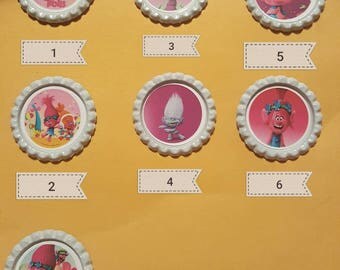 Trolls bottle caps for bows and jewerly