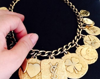 Collier YSL vintage with charms and coins
