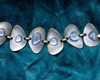 Kay Denning Mid-Century Modernist Enamel on Copper Bracelet signed
