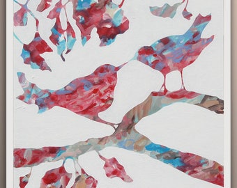 Abstract Painting, Original Painting Bird Tree Abstract, Fine Art on Canvas by Lara Wonderland