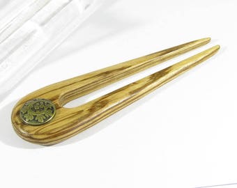 Hair fork, Wooden hair fork, Wooden hairpin, Hair Sticks, Hair accessories, Zebrano Wood
