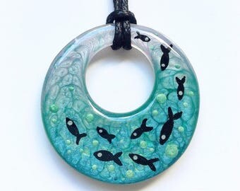 Fish necklace, seaside jewellery, underwater necklace, ocean pendant, sea necklace, surfer jewellery, beach necklace, large pendant