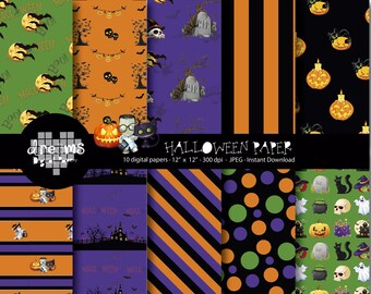 COD62-70% OFF SALE-Halloween digital paper-Halloween paper- Halloween printable-scrapbook printable-comics digital paper