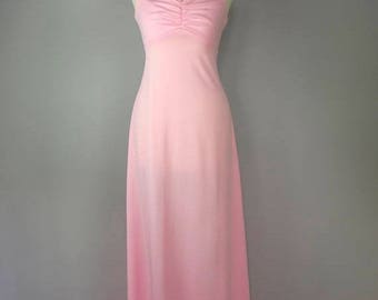 FLASH SALE Vintage 70s Maxi Dress - Pink Bridesmaid Dress