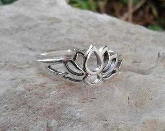 Lotus Flower Ring, Solid Sterling Silver Lotus Ring, Lotus Jewelry, Hindu Jewelry