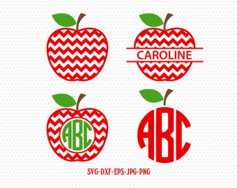 Teacher Svg, Apple Svg, Apple Monogram Svg,Teacher Monogram Svg,School Svg,Split Apple Svg,for CriCut Silhouette cameo Files svg jpg png dxf