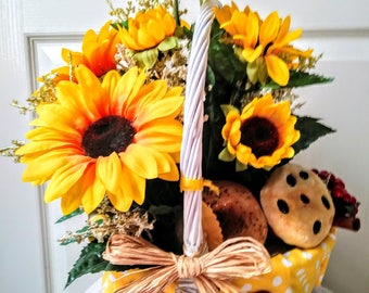 Sunflower and Bagel/Muffin Basket Arrangement