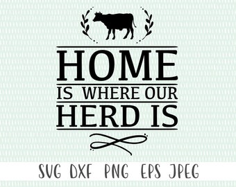 Home Is Where Our Herd Is - svg, png, eps, dxf, jpeg - Teacher SVG, Teaching SVG, - Commercial Use Ok - Farmhouse Sign SVG