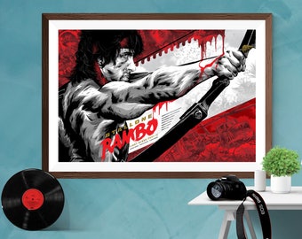 Rambo : First Blood Part II Alternative Artwork Movie Print Poster Sylvester Stallone Canvas / Silk / Matt,A4 , A3 , A2