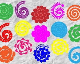 15 Rolled Paper Flowers | Rolled Paper Flowers bundle | Rolled Flowers SVG | Paper Flowers | Origami