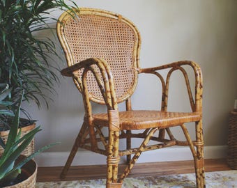 Mid Century Chair Bamboo Furniture Cane Chair Boho Decor Chinoiserie Eclectic Furniture Rattan Furniture Mid Century Modern Furniture