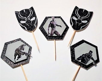 Black panther cupcake toppers | Etsy
