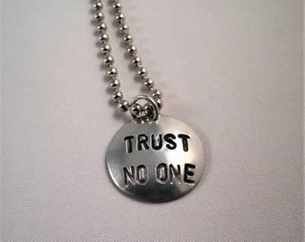 X-Files Trust No One Handstamped Necklace