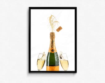 Prosecco Low Poly Print Poster Alcohol Wine Drink Triangle