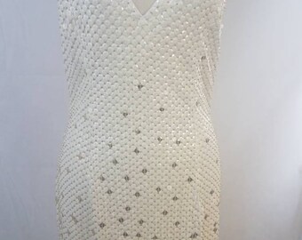 RESERVED*Beautiful white and gold vintage sequin Gown/ Wedding Dress