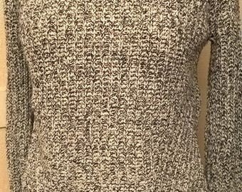Pullover in Heather black and white cotton and lace
